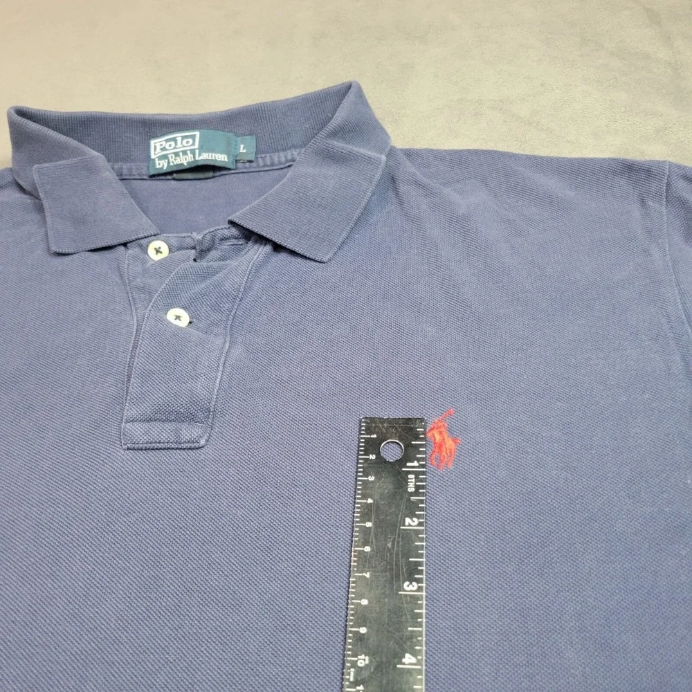 Polo Ralph Lauren Mens Blue Short Sleeve Polo Shirt L Cotton‎ Casual Embroidered